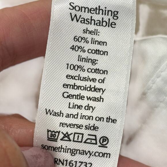 Something Navy White Daisy Linen blend Mini Dress Size Small - Picture 12 of 14